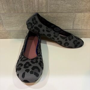 Leopard Print Black and Gray Ballet Flats Fabric Flexible- Size 10